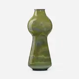 Vase form by Gertrud and Otto Natzler, 1963, earthenware with Green Mariposa Reduction Fired glaze with melt fissures, sold Feb 2024