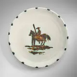 Picador plate by Pablo Picasso, 1952, glazed earthenware with oxidized paraffin decoration, sold Feb 2024