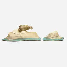 Untitled (early landscape) by Wayne Higby, c. 1970, glazed and raku-fired earthenware, sold Feb 2024