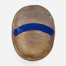 Oval by Jun Kaneko, 1989, glazed stoneware, sold Feb 2024