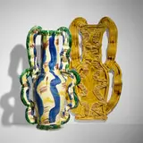 Rosette Vase and Shadow by Betty Woodman, 1985, glazed earthenware, epoxy resin, lacquer and paint, sold Feb 2024