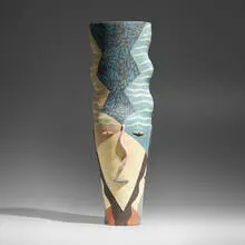 Andrea Gill, One-Two Face Jar, 1982, glazed earthenware