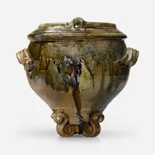 Urn with 2 Handles by Don Reitz, 1978, salt-glazed stoneware, sold Feb 2024