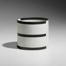 Cylinder No 3 by Bodil Manz, 2001, molded and transfer-decorated porcelain, sold Feb 2024