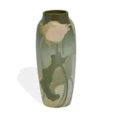 Fred Rothenbusch for Rookwood Pottery, earthenware Iris glaze vase with bold lotus decoration
