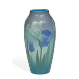 Edward Diers for Rookwood Pottery, earthenware Vellum glaze vase with iris decoration