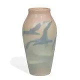 earthenware Vellum glaze vase with a group of seagulls by Edward T. Hurley for Rookwood Pottery, sold Jun 2021