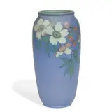Lenore Asbury for Rookwood Pottery, porcelain Vellum glaze vase with apple blossoms