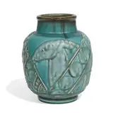 Art Deco porcelain Wax Mat glaze vase by William E. Hentschel for Rookwood Pottery, sold Jun 2021