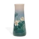 Edward Diers for Rookwood Pottery, earthenware Iris glaze vase with wild rose decoration