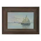 Carl Schmidt for Rookwood Pottery, earthenware Vellum glaze plaque depicting a Venetian harbor scene tile