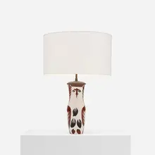 Chouetton table lamp by Pablo Picasso, 1952, white earthenware with engobe decoration, sold Oct 2018