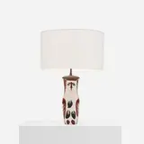 Chouetton table lamp by Pablo Picasso, 1952, white earthenware with engobe decoration, sold Oct 2018