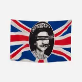 Jamie Reid, God Save the Queen banner for the Sex Pistols, 1977, screenprint on silk