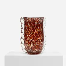 Fratelli Toso, Rare Mutras vase, c. 1936, internally decorated glass with silver leaf and applied details