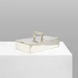 Eduard Friedman, cigar box, c. 1910, silver-plated brass, cedar