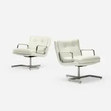 Raphael, armchairs, pair, 1973, chrome-plated steel, vinyl