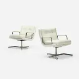 Raphael, armchairs, pair, 1973, chrome-plated steel, vinyl