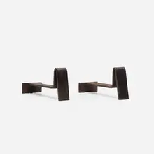 andirons, pair by Jacques Quinet, 1965, wrought iron, sold Oct 2018