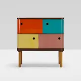 Henry P. Glass, Swingline cabinet, 1952, lacquered masonite, masonite, walnut