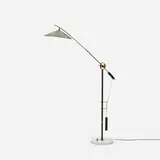 Esperia, adjustable floor lamp, c. 1955, enameled steel, brass, marble, enameled aluminum