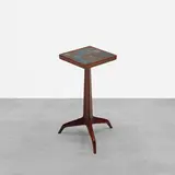 Edward Wormley, Janus occasional table, model 6047, 1960, lacquered mahogany, Tiffany Studios glass tiles, brass