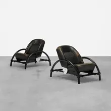 Rover chairs, pair by Ron Arad, 1981, enameled steel, Kee-Klamps, Rover car seats, sold Oct 2018