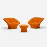 Pierre Paulin, Square Mushroom armchairs model F564, pair and ottomans