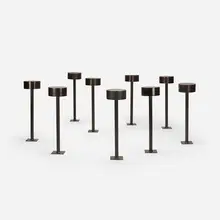 Philip Johnson, nine outdoor lights from the Amon Carter Museum of American Art, Fort Worth, 1961, enameled bronze