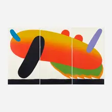 Untitled (triptych) by Sadamasa Motonaga, c. 1982, screenprint on paper, sold Oct 2018