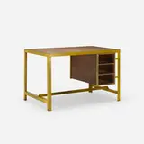 desk from the College of Architecture, Chandigarh by Pierre Jeanneret, c. 1960, enameled steel, teak, sold Oct 2018