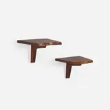 wall-mounted shelves, pair by George Nakashima, c. 1975, American black walnut, sold Oct 2018