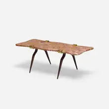 Fabrizio Clerici, coffee table, c. 1940, marble, mahogany, brass