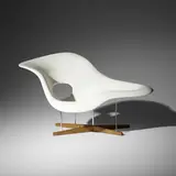 Charles and Ray Eames, La Chaise, 1948 / 1993, lacquered fiberglass, oak, chrome-plated steel