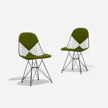 Charles and Ray Eames, DKR-2s, pair, 1951, enameled steel, upholstery