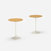occasional tables model 163W, pair by Eero Saarinen, enameled aluminum, oak, sold Sep 2018