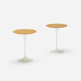 occasional tables model 163W, pair by Eero Saarinen, enameled aluminum, oak, sold Sep 2018