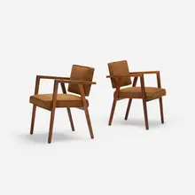 Franco Albini, armchairs model 48, pair, walnut, upholstery