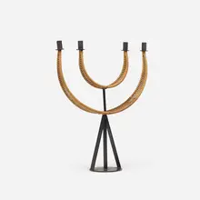 Arthur Umanoff, candelabra, c. 1950, enameled steel, rattan