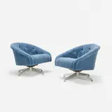 Ward Bennett, swivel lounge chairs, pair