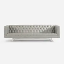 Modern, sofa, c. 1960, aluminum, leather