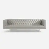 Modern, sofa, c. 1960, aluminum, leather