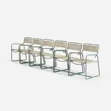 lounge chairs model C-1700, set of six by Walter Lamb, c. 1952, bronze tubing, cotton cord, sold Sep 2018