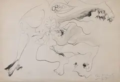 Untitled by Ceri Richards, pen and ink 30 x 45cm, sold Apr 2021