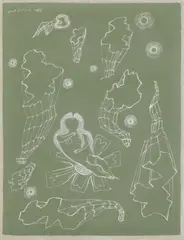 Cecil Collins, Untitled, gouache on green paper 26 x 19.5cm Provenance: Austin Desmond Fine Art