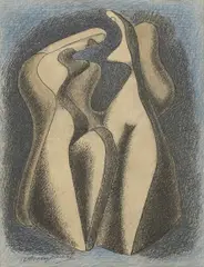 Alexander Archipenko, Untitled, pen and ink and crayon