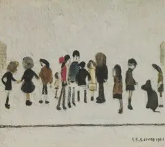 Untitled by L. S. Lowry, Laurence Stephen Lowry RA (1887-1976) 'Group of Children' offset lithograph in colours, sold Apr 2021