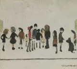 L. S. Lowry, Untitled, Laurence Stephen Lowry RA (1887-1976) 'Group of Children' offset lithograph in colours