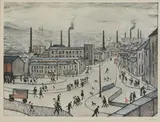 L. S. Lowry, Untitled, Laurence Stephen Lowry RA (1887-1976) ‘Huddersfield’ offset lithograph in colours