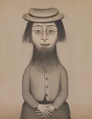 Untitled by L. S. Lowry, Laurence Stephen Lowry RA (1887-1976) 'Woman with Beard' offset lithograph in colours, sold Apr 2021